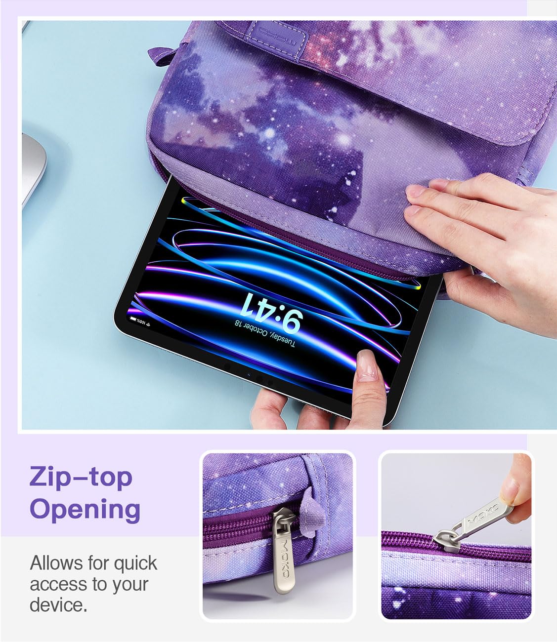 Foto 6 | Funda Para Tableta Moko De 9 A 11 Pulgadas Con Correa Para El Hombro  Color Morado - Venta Internacional.