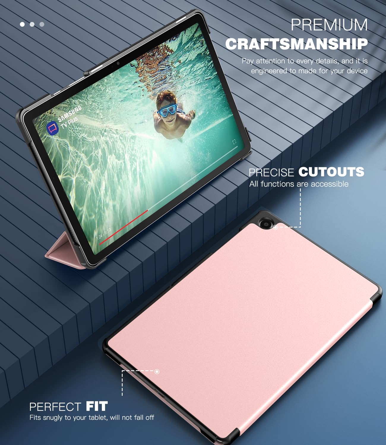 Foto 3 | Funda Timovo Para Samsung Galaxy Tab A9+ 11'' 2023 Con Soporte Rosa - Venta Internacional.