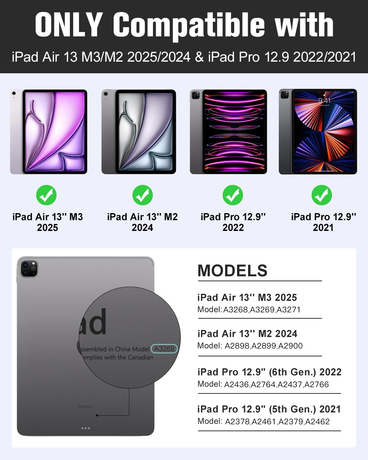 Foto 3 pulgar | Funda Moko Para Ipad Air De 13 Pulgadas (m3 2025/m2 2024) Y Ipad Pro 12.9 2022/2021 - Venta Internacional.