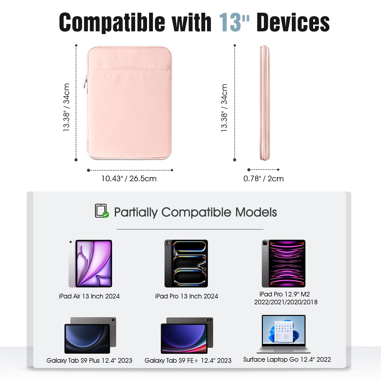 Foto 2 | Funda Para Tablet Timovo Para Ipad Air 13 M3 2025/pro 13/12 9 Rosa - Venta Internacional.