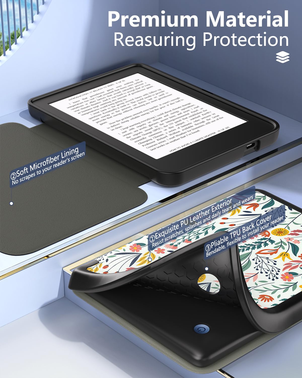 Foto 3 | Funda Moko Para Kobo Clara Bw/clara Colour/clara 2e 6 Flores - Venta Internacional.