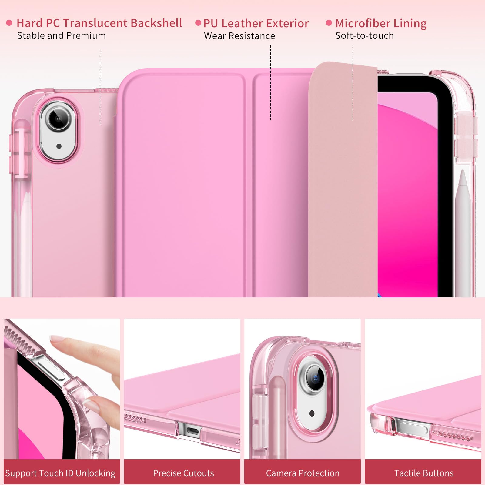 Foto 4 pulgar | Funda Moko Para Ipad 11.ª Generación De 11 Pulgadas 2025 Con Soporte Para Lápices  Color Rosa - Venta Internacional.