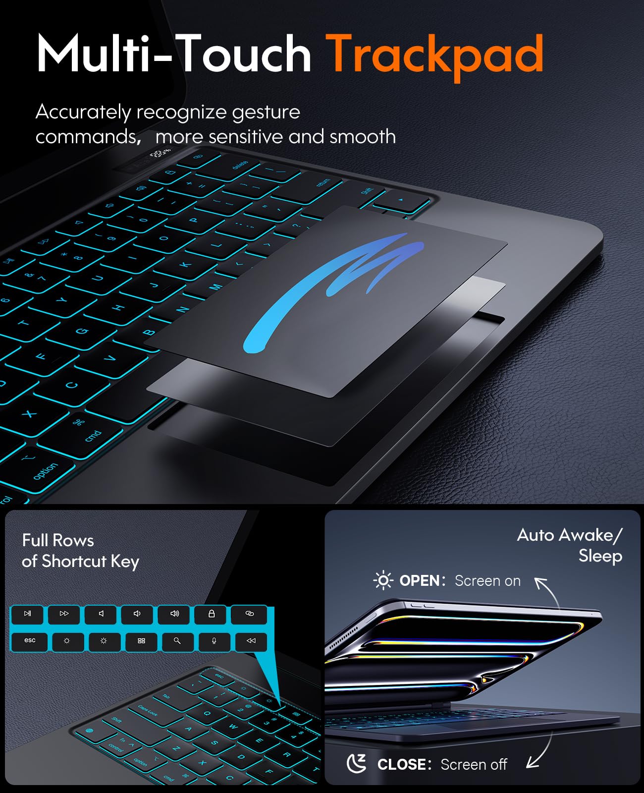 Foto 6 | Funda Con Teclado Chesona Para Ipad Pro 13 2024 Con Panel Táctil  Color Negro - Venta Internacional.