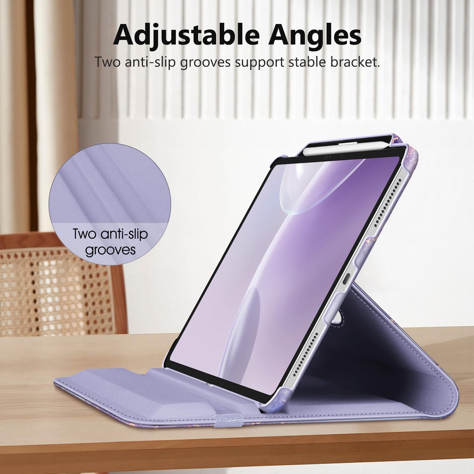 Foto 6 pulgar | Funda Giratoria Fintie Para Ipad Pro De 13 Pulgadas (m4) 2024  Color Lila Y Mármol - Venta Internacional.