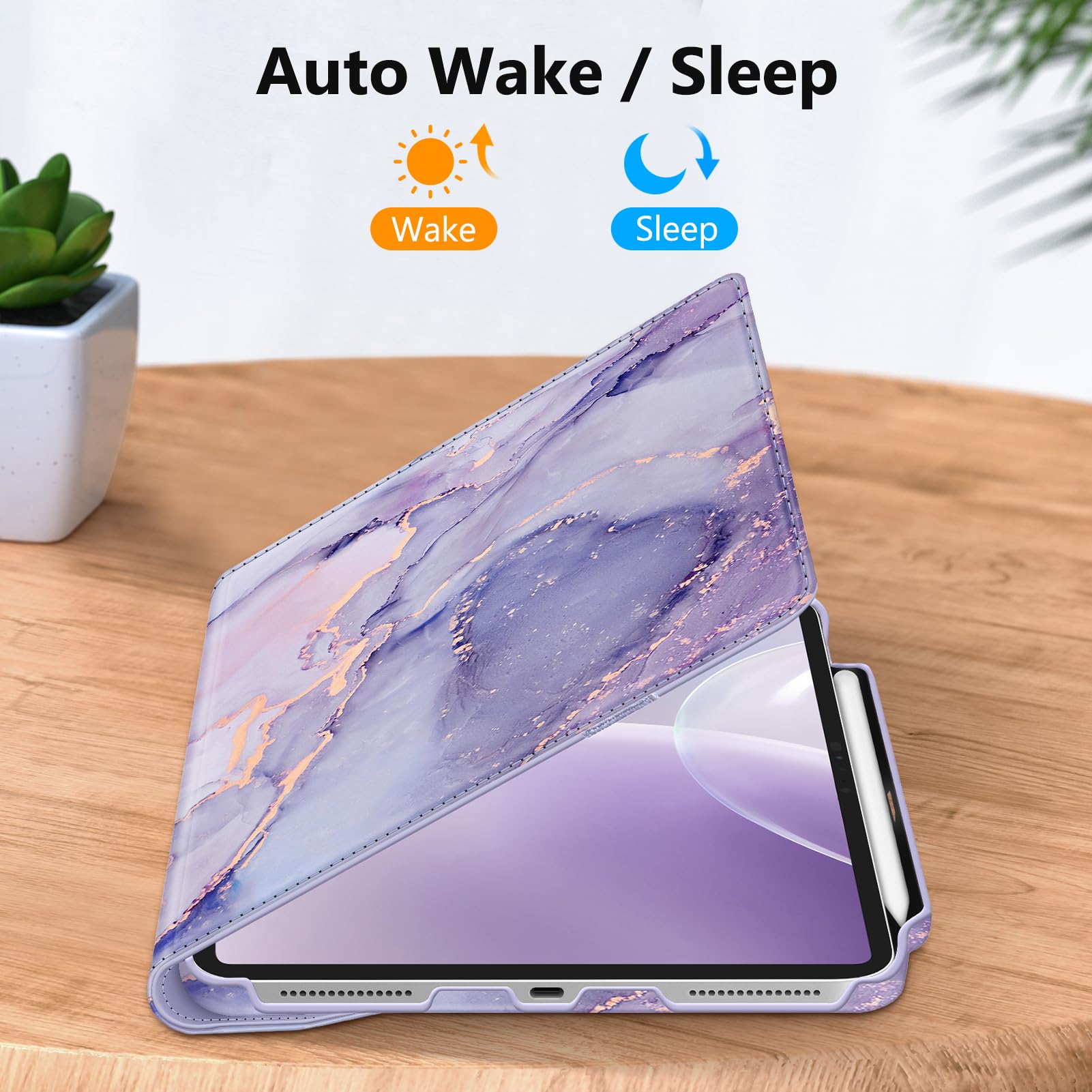 Foto 7 | Funda Giratoria Fintie Para Ipad Pro De 13 Pulgadas (m4) 2024  Color Lila Y Mármol - Venta Internacional.