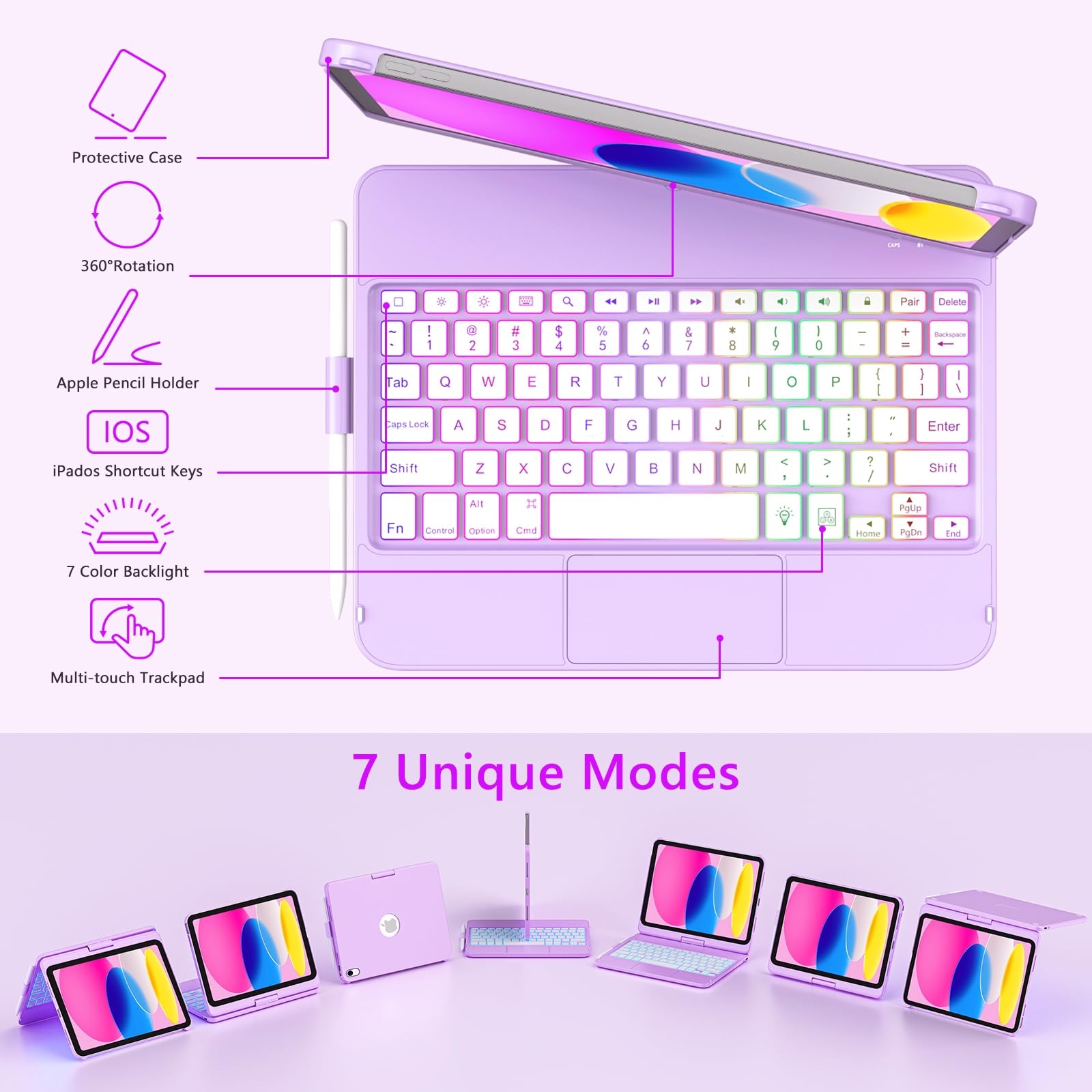 Foto 4 | Funda Con Teclado Fuwang Touch Para Ipad 11.ª Generación  11.ª Generación  10.9 Pulgadas - Venta Internacional.