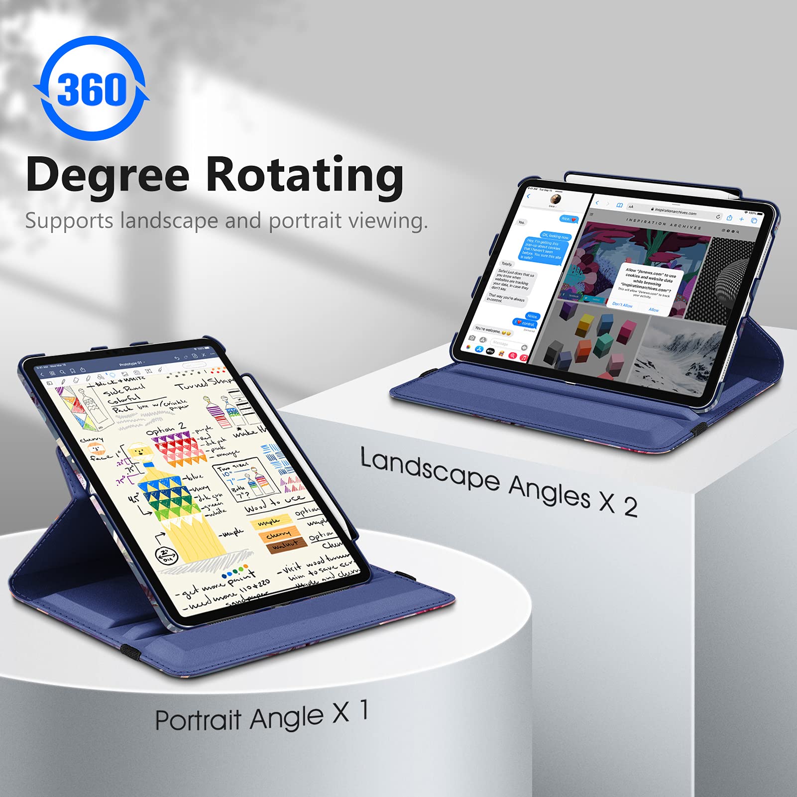 Foto 5 pulgar | Funda Giratoria Fintie Para Ipad Pro De 11 Pulgadas Con Soporte Para Lápices - Venta Internacional.