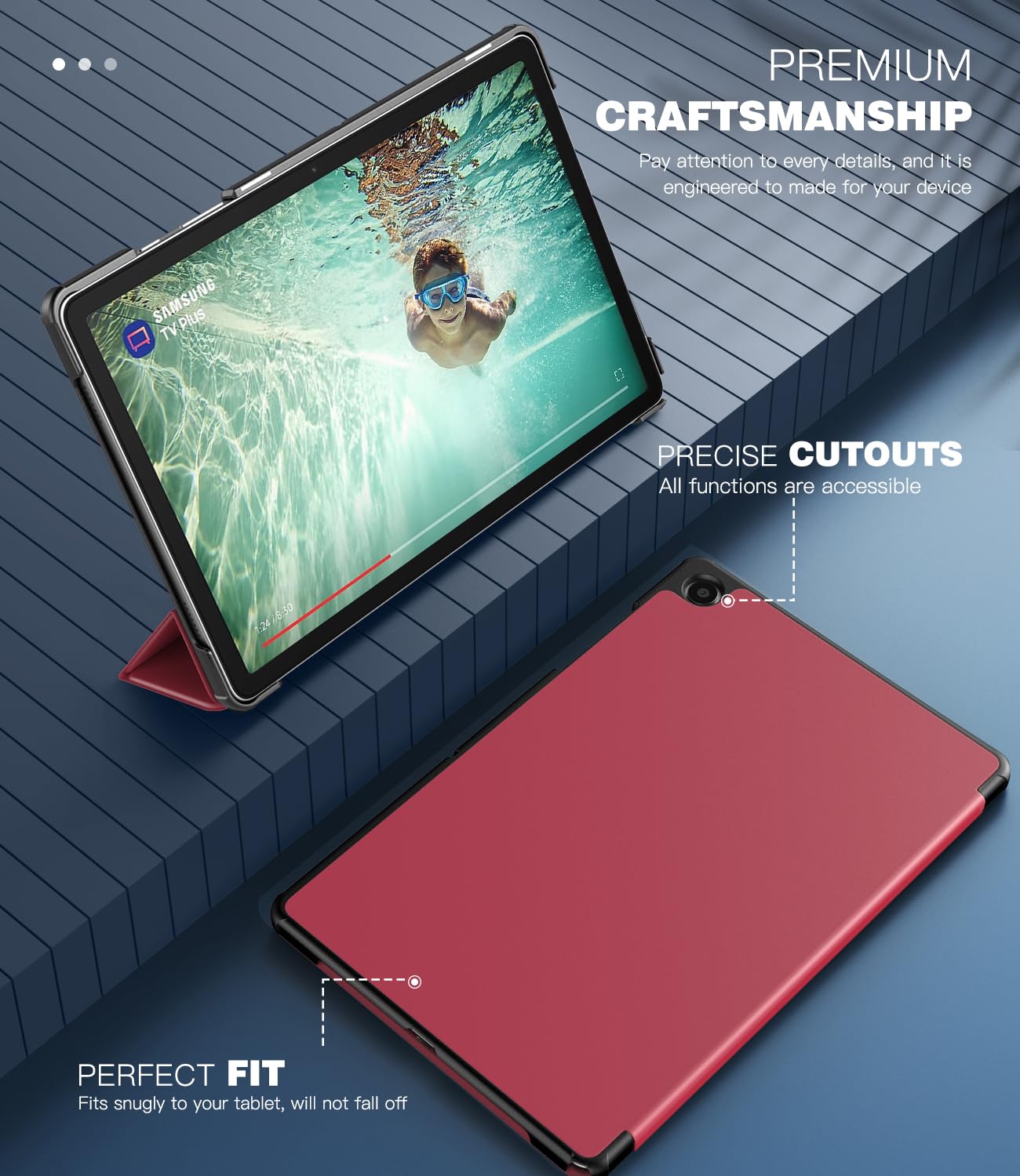 Foto 5 pulgar | Funda Timovo Para Samsung Galaxy Tab A9+ 11'' 2023  Color Rojo Vino - Venta Internacional.