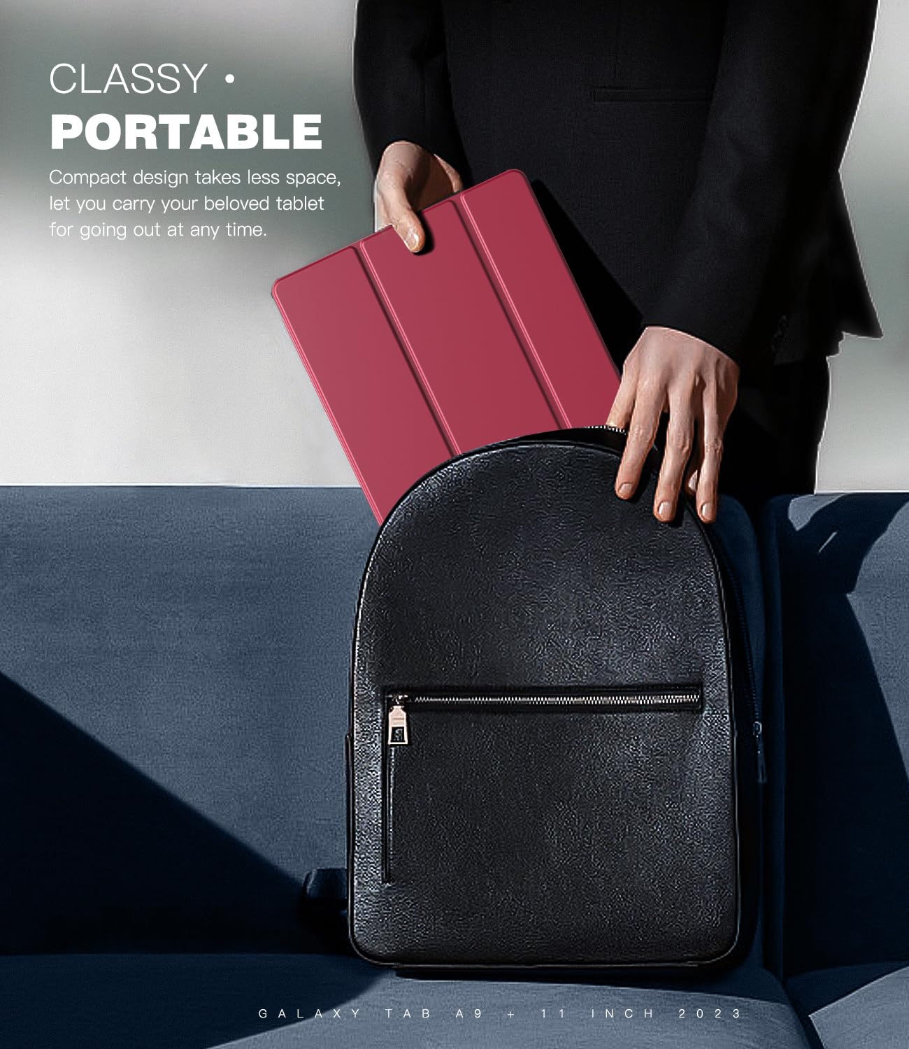 Foto 8 pulgar | Funda Timovo Para Samsung Galaxy Tab A9+ 11'' 2023  Color Rojo Vino - Venta Internacional.