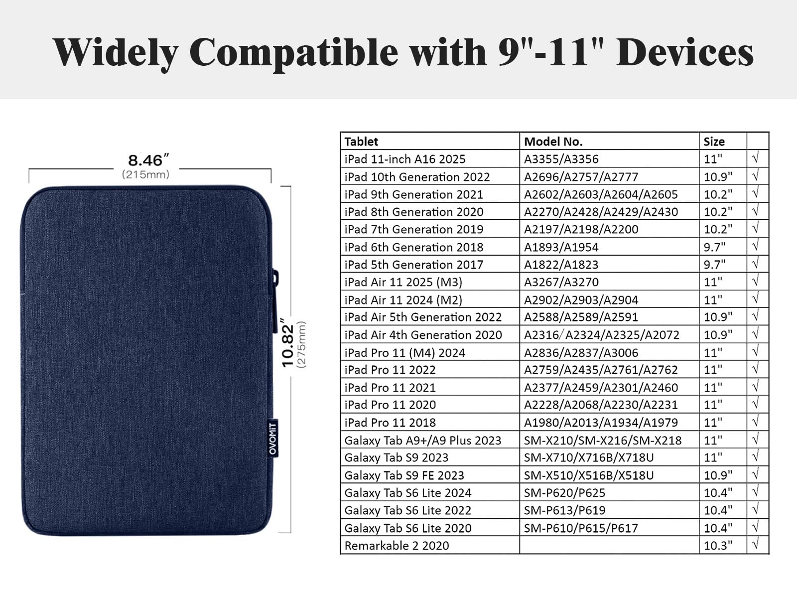 Foto 2 | Funda Para Tablet Timovo 9-11 Para Ipad 11 Pulgadas A16 2025 Azul Oscuro - Venta Internacional.