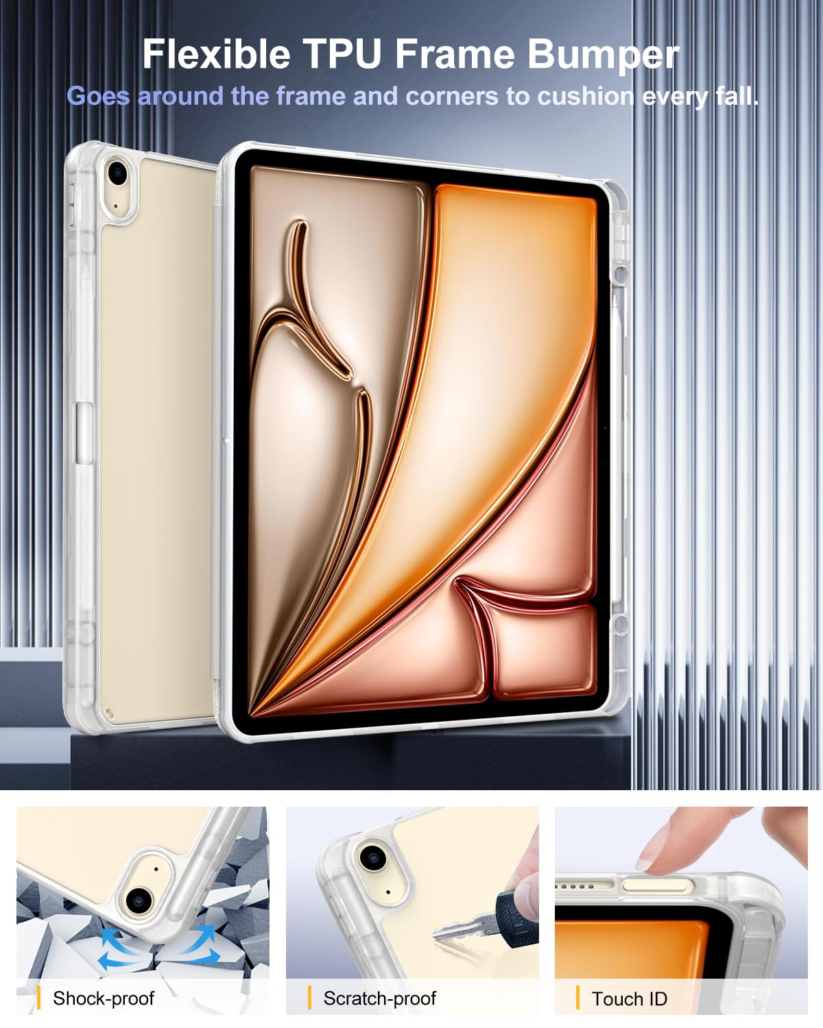 Foto 4 pulgar | Funda Timovo Para Ipad Air De 13 Pulgadas Con Soporte Para Lápices  Color Blanco Brillante - Venta Internacional.