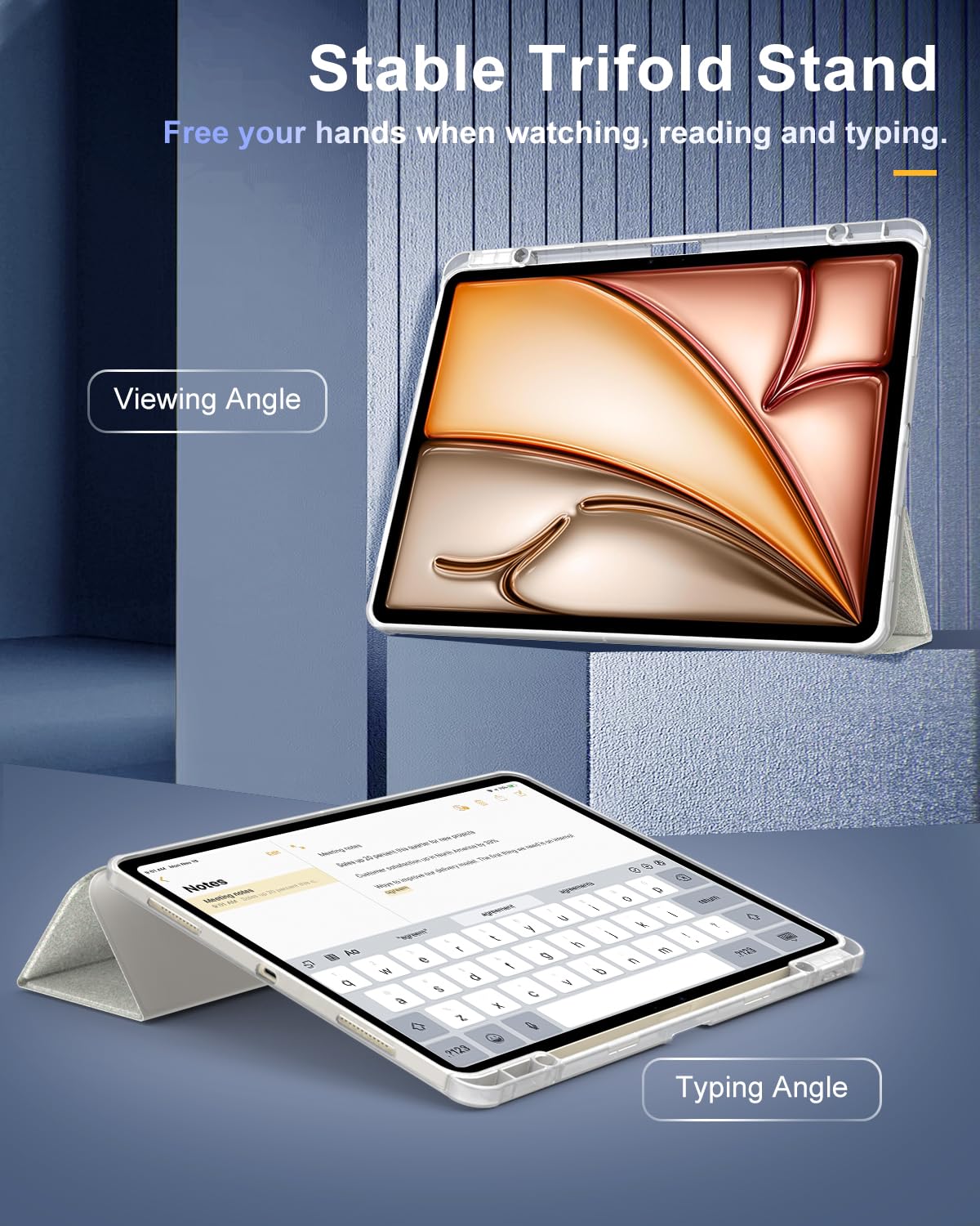 Foto 5 pulgar | Funda Timovo Para Ipad Air De 13 Pulgadas Con Soporte Para Lápices  Color Blanco Brillante - Venta Internacional.