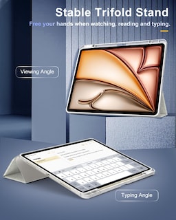 Foto 4 | Funda Timovo Para Ipad Air De 13 Pulgadas Con Soporte Para Lápices Color Blanco Brillante - Venta Internacional.