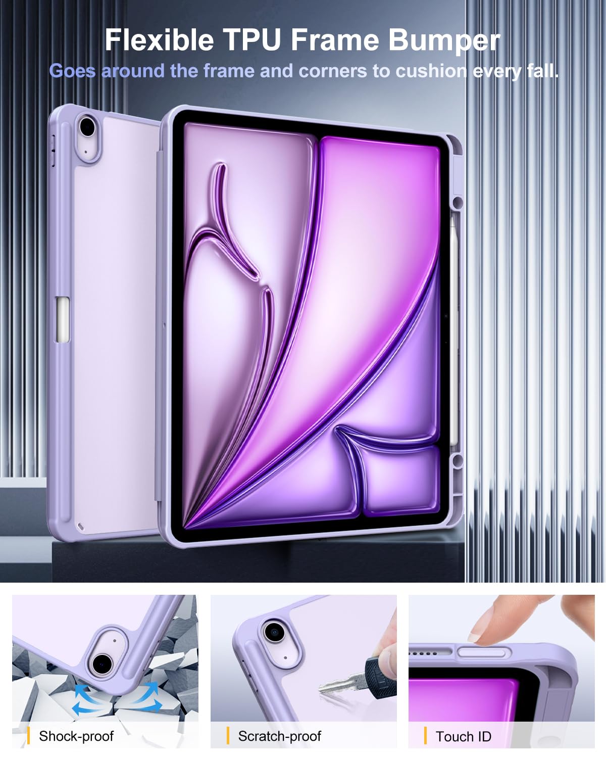 Foto 3 | Funda Timovo Para Ipad Air De 13 Pulgadas Con Soporte Para Lápices Taro Purple - Venta Internacional.