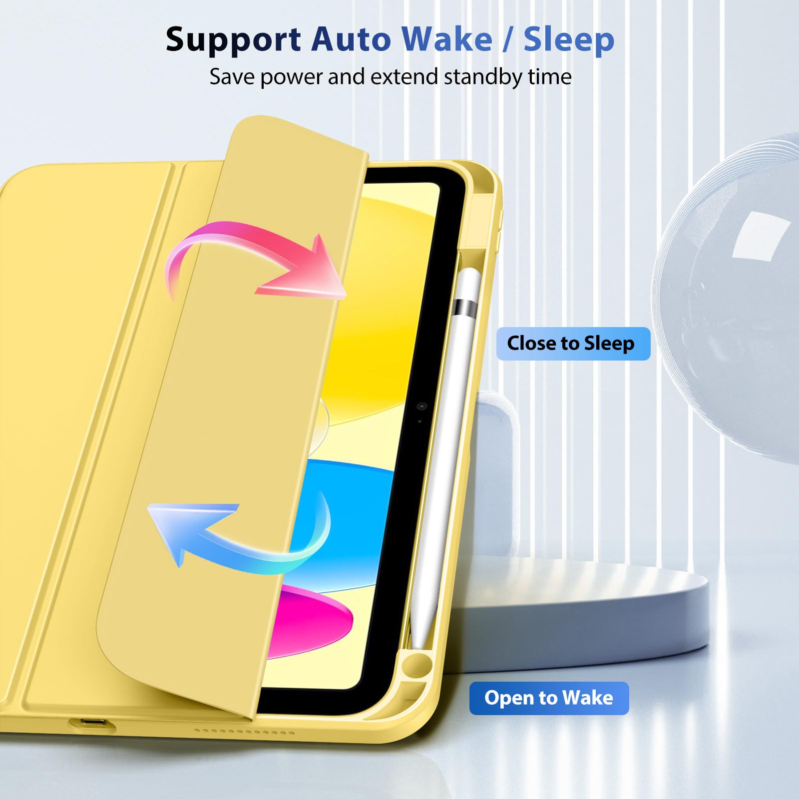 Foto 5 | Funda Timovo Para Ipad (a16) 11.ª Generación  11 Pulgadas 2025  Color Amarillo Claro - Venta Internacional.