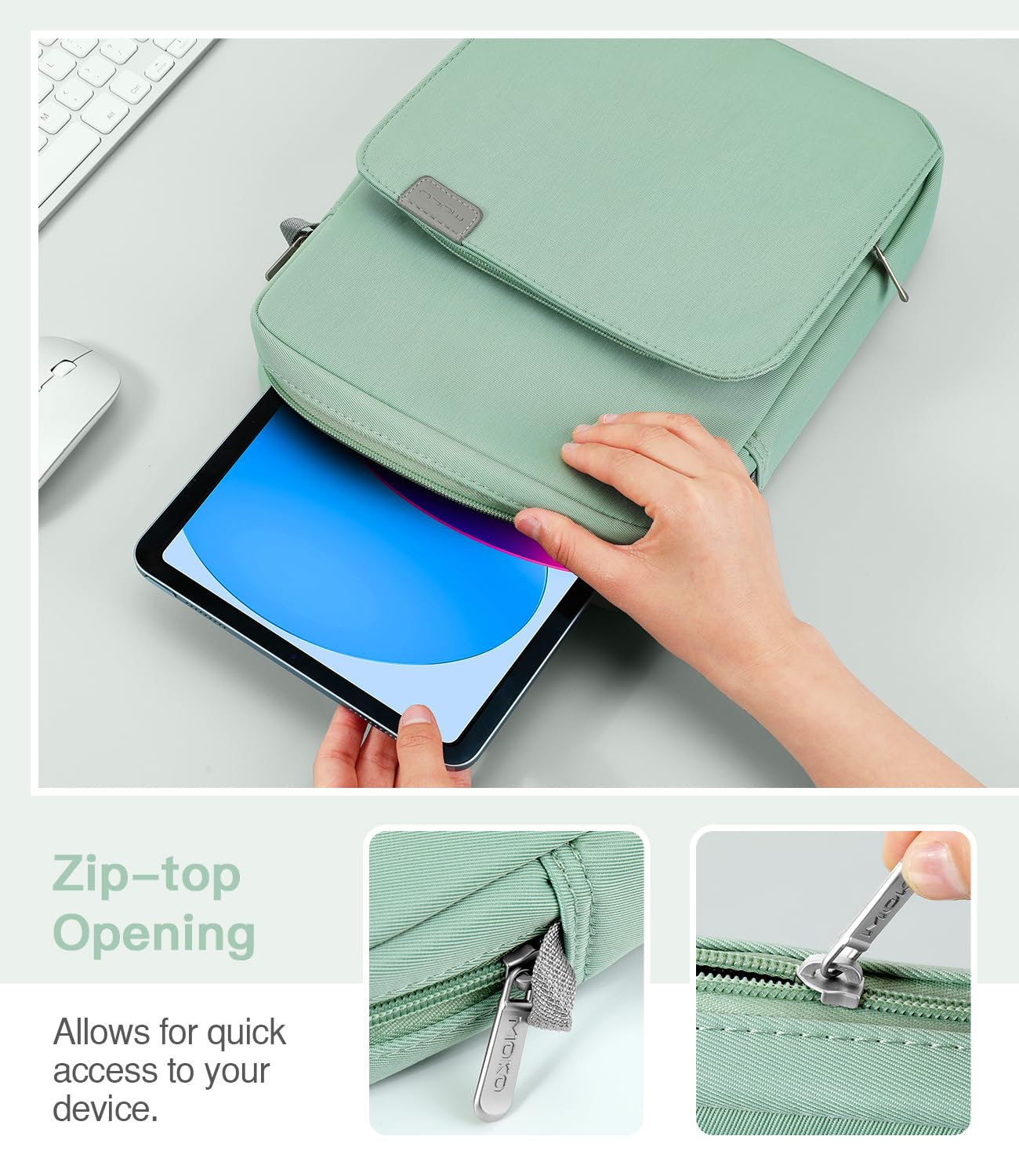 Foto 6 | Funda Para Tableta Moko De 9 A 11 Pulgadas Con Correa Para El Hombro  Color Cian - Venta Internacional.