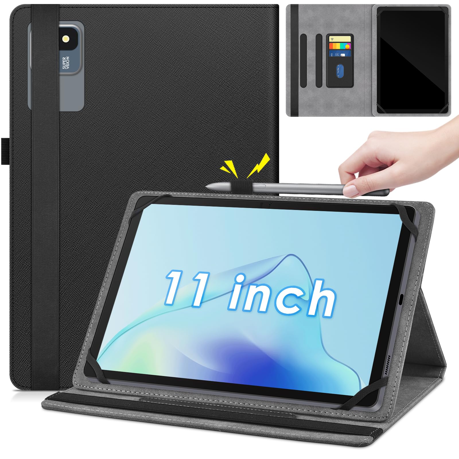 Funda Protectora De Piel Negra Para Tablet Detuosi De 11 Pulgadas - Venta Internacional.