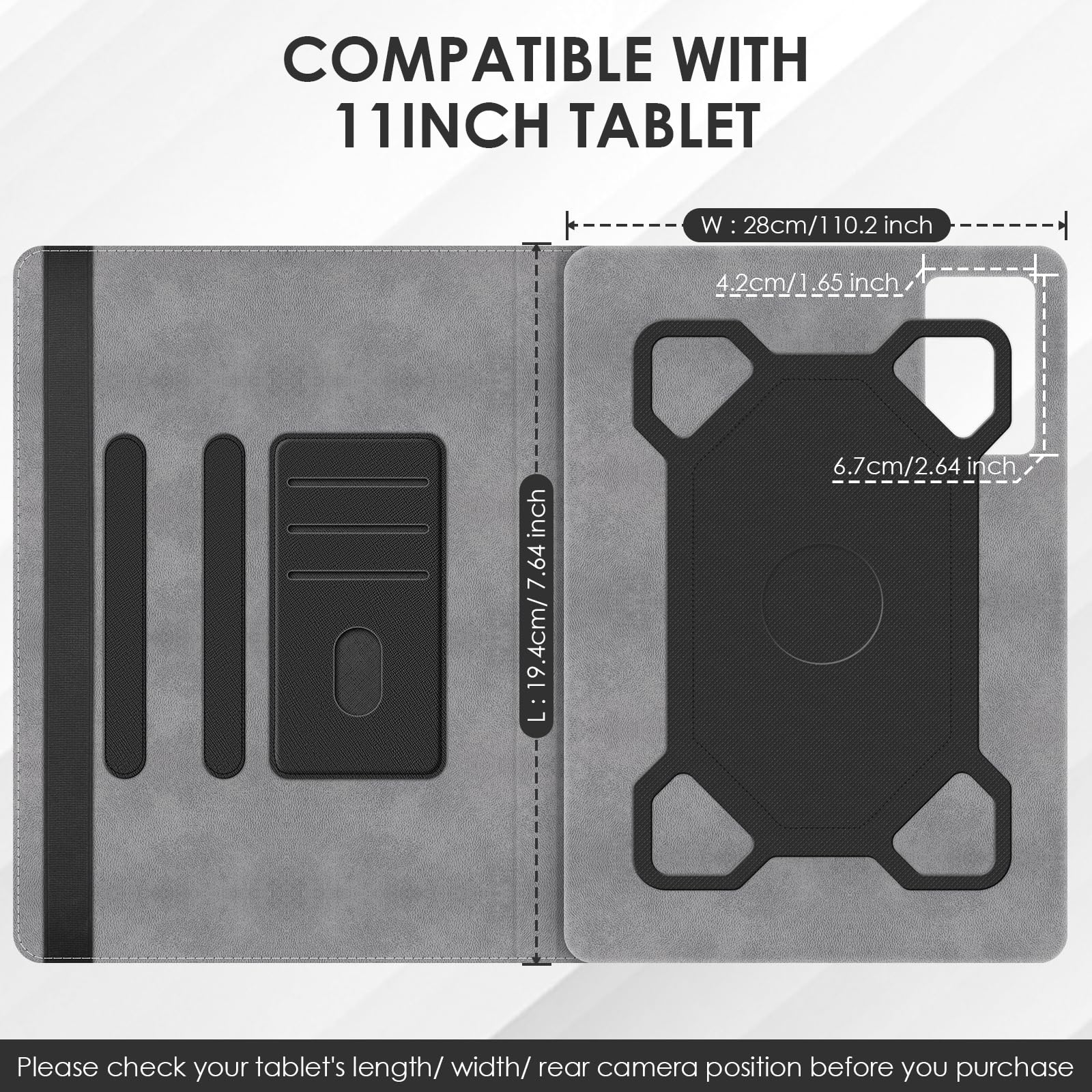 Foto 3 pulgar | Funda Protectora De Piel Negra Para Tablet Detuosi De 11 Pulgadas - Venta Internacional.