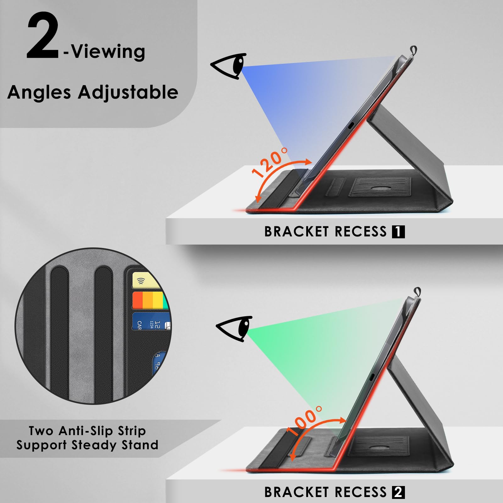 Foto 4 | Funda Protectora De Piel Negra Para Tablet Detuosi De 11 Pulgadas - Venta Internacional.