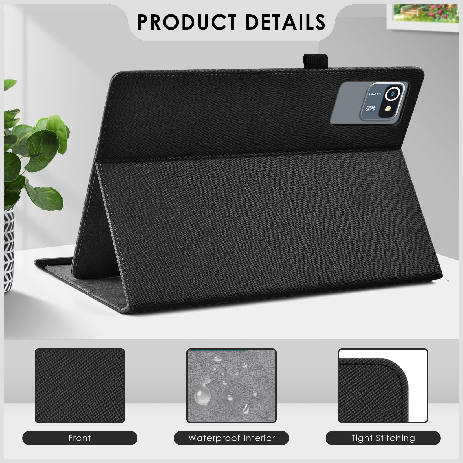 Foto 6 pulgar | Funda Protectora De Piel Negra Para Tablet Detuosi De 11 Pulgadas - Venta Internacional.
