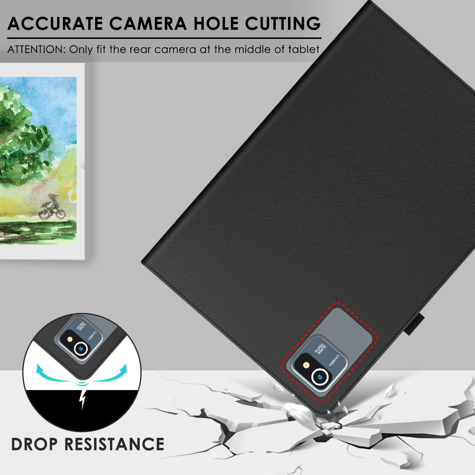 Foto 7 pulgar | Funda Protectora De Piel Negra Para Tablet Detuosi De 11 Pulgadas - Venta Internacional.