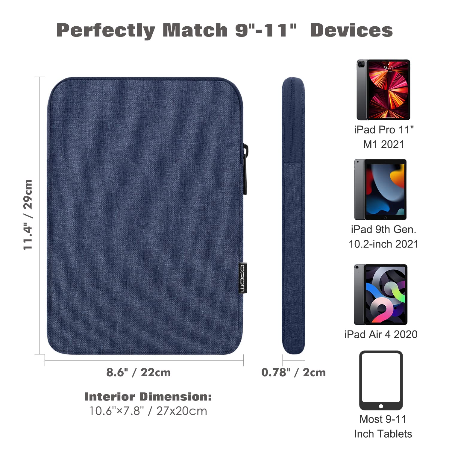 Foto 3 pulgar | Funda Para Tablet Moko De 9 A 11 Pulgadas Para Ipad Air/pro/gen  Color Azul Marino - Venta Internacional.