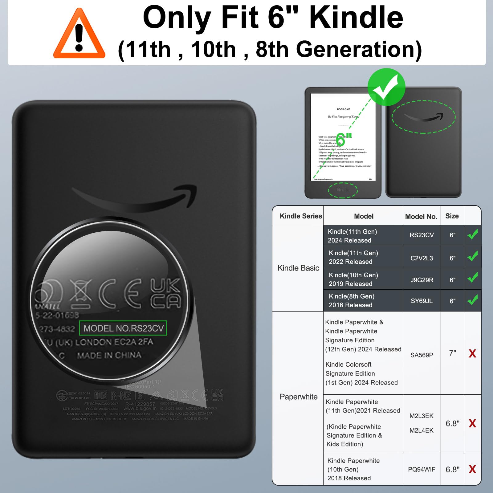 Foto 3 pulgar | Funda Moko Para Kindle 11.ª Generación 2024/2022 Totalmente Nuevo Con Correa De Mano - Venta Internacional.