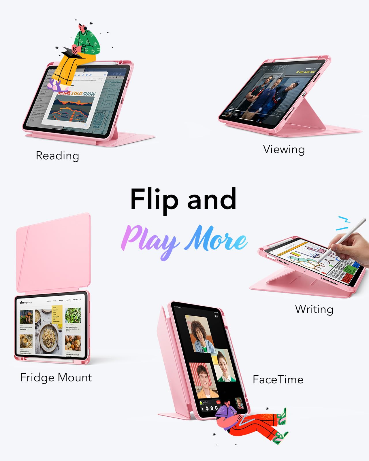 Foto 4 pulgar | Funda Esr Para Ipad Air De 11 Pulgadas (2025/2024) Con Soporte Para Lápices  Color Rosa - Venta Internacional.