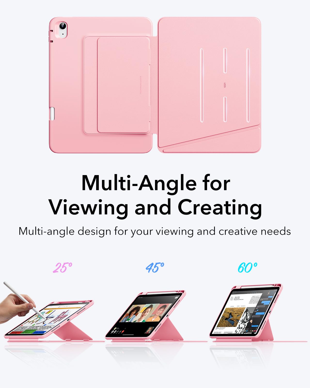 Foto 5 pulgar | Funda Esr Para Ipad Air De 11 Pulgadas (2025/2024) Con Soporte Para Lápices  Color Rosa - Venta Internacional.