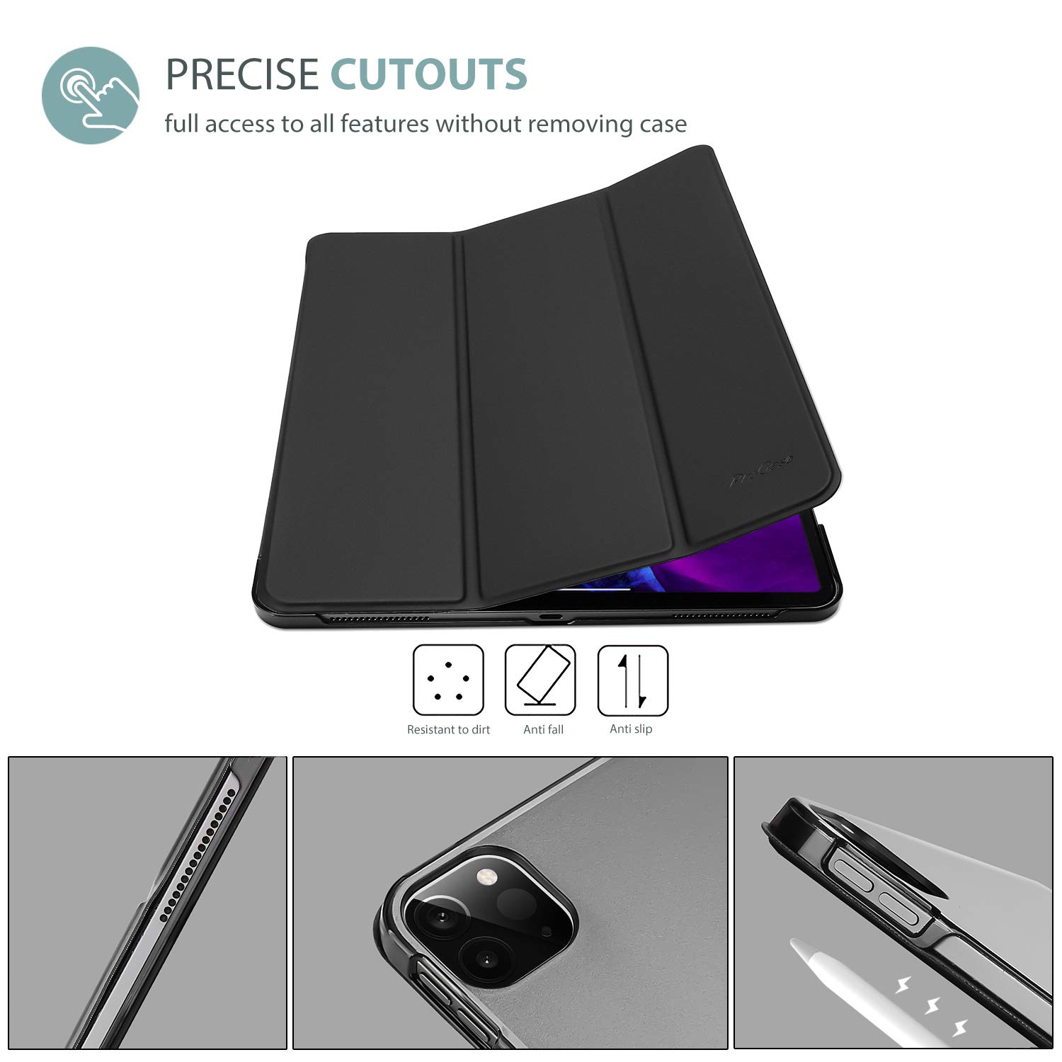 Foto 6 pulgar | Smart Case Procase Para Ipad Pro 12.9 De 6.ª  5.ª  4.ª Y 3.ª Generación  Color Negro - Venta Internacional.