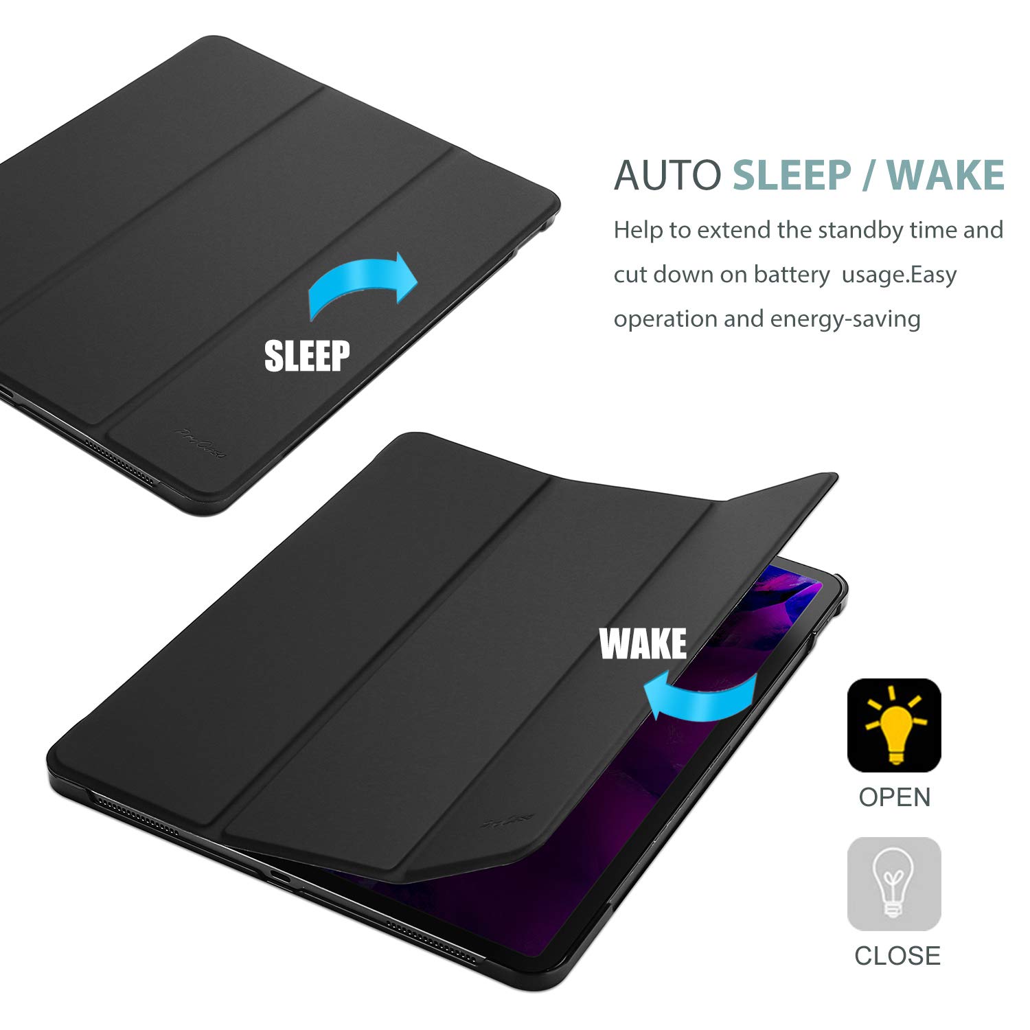 Foto 7 pulgar | Smart Case Procase Para Ipad Pro 12.9 De 6.ª  5.ª  4.ª Y 3.ª Generación  Color Negro - Venta Internacional.