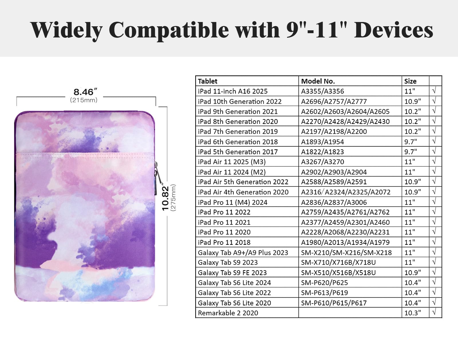 Foto 2 | Funda Para Tablet Timovo De 9 A 11 Pulgadas Para Ipad 11 A16 2025  Color Morado - Venta Internacional.
