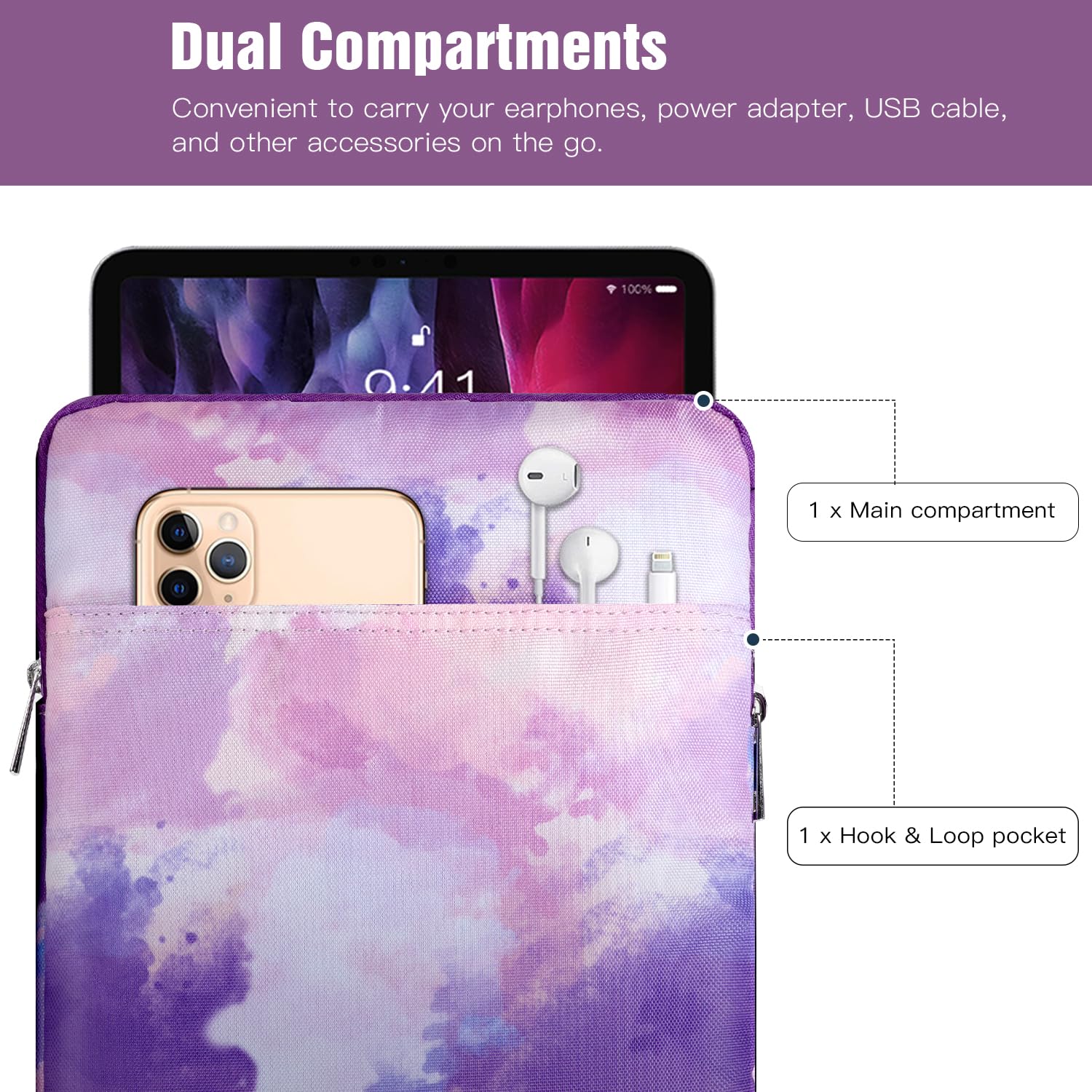 Foto 3 | Funda Para Tablet Timovo De 9 A 11 Pulgadas Para Ipad 11 A16 2025  Color Morado - Venta Internacional.