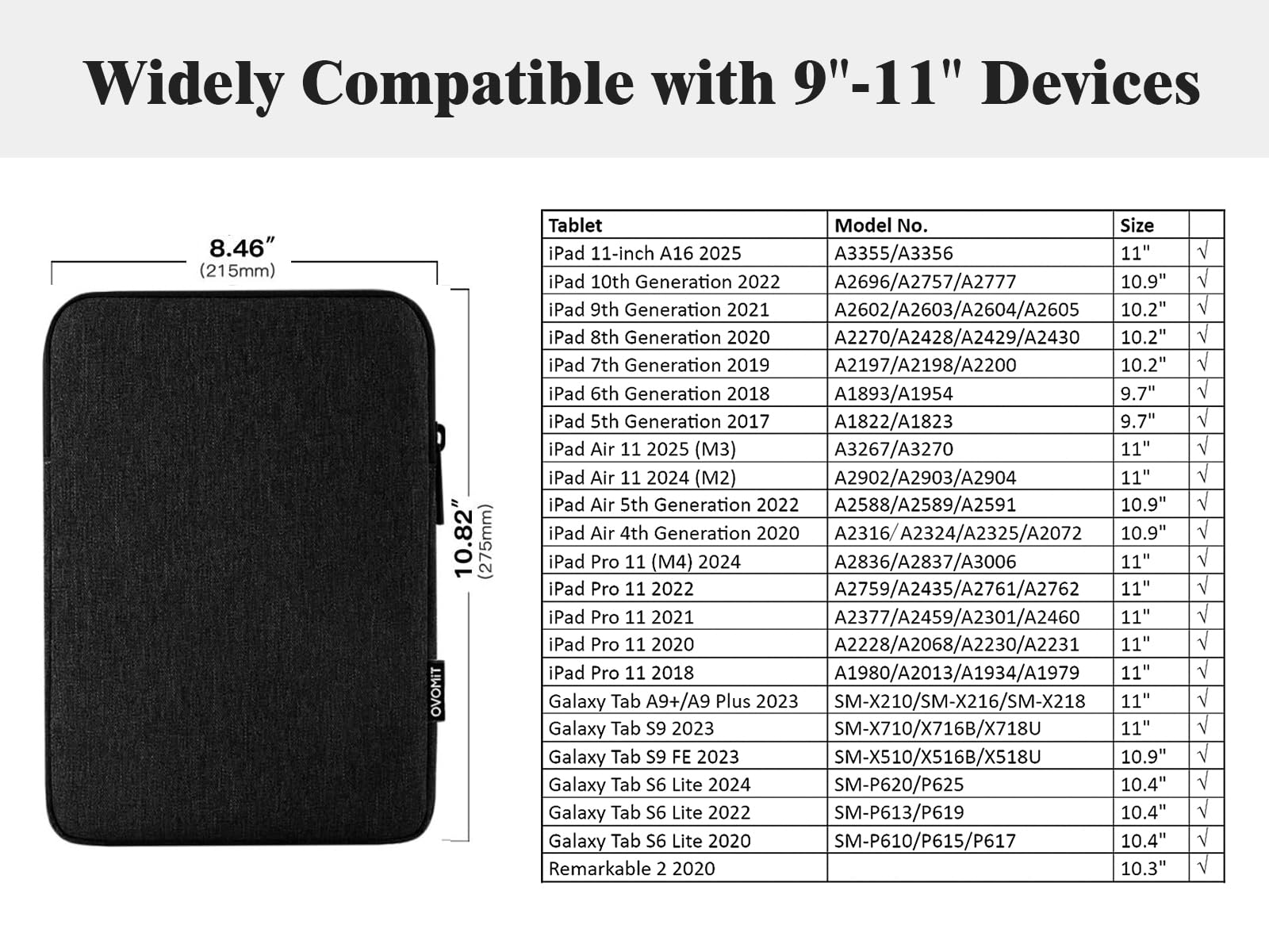 Foto 3 pulgar | Funda Para Tablet Timovo De 9 A 11 Pulgadas Para Ipad 11 A16 2025  Color Negro - Venta Internacional.