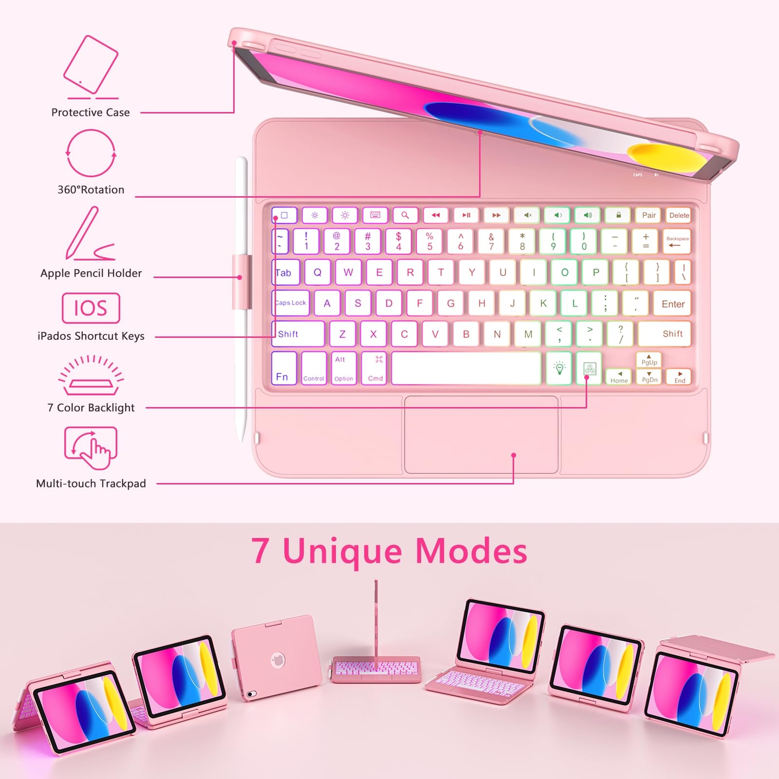 Foto 4 | Funda Con Teclado Fuwang Touch Para Ipad 11.ª Generación  11.ª Generación  10.9 Pulgadas - Venta Internacional.