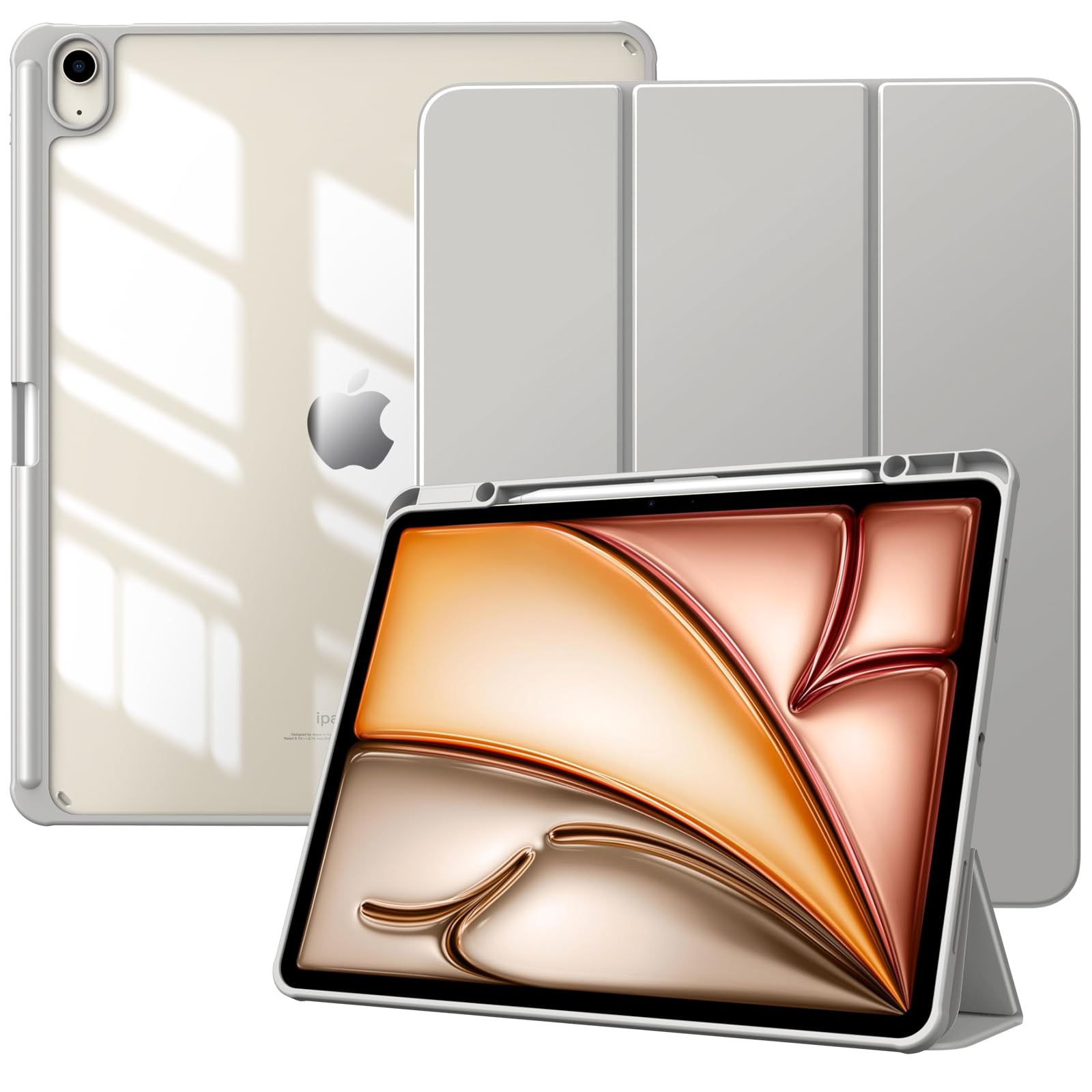 Funda Timovo Para Ipad Air De 13 Pulgadas Con Soporte Para Lápices  Color Gris Claro - Venta Internacional.