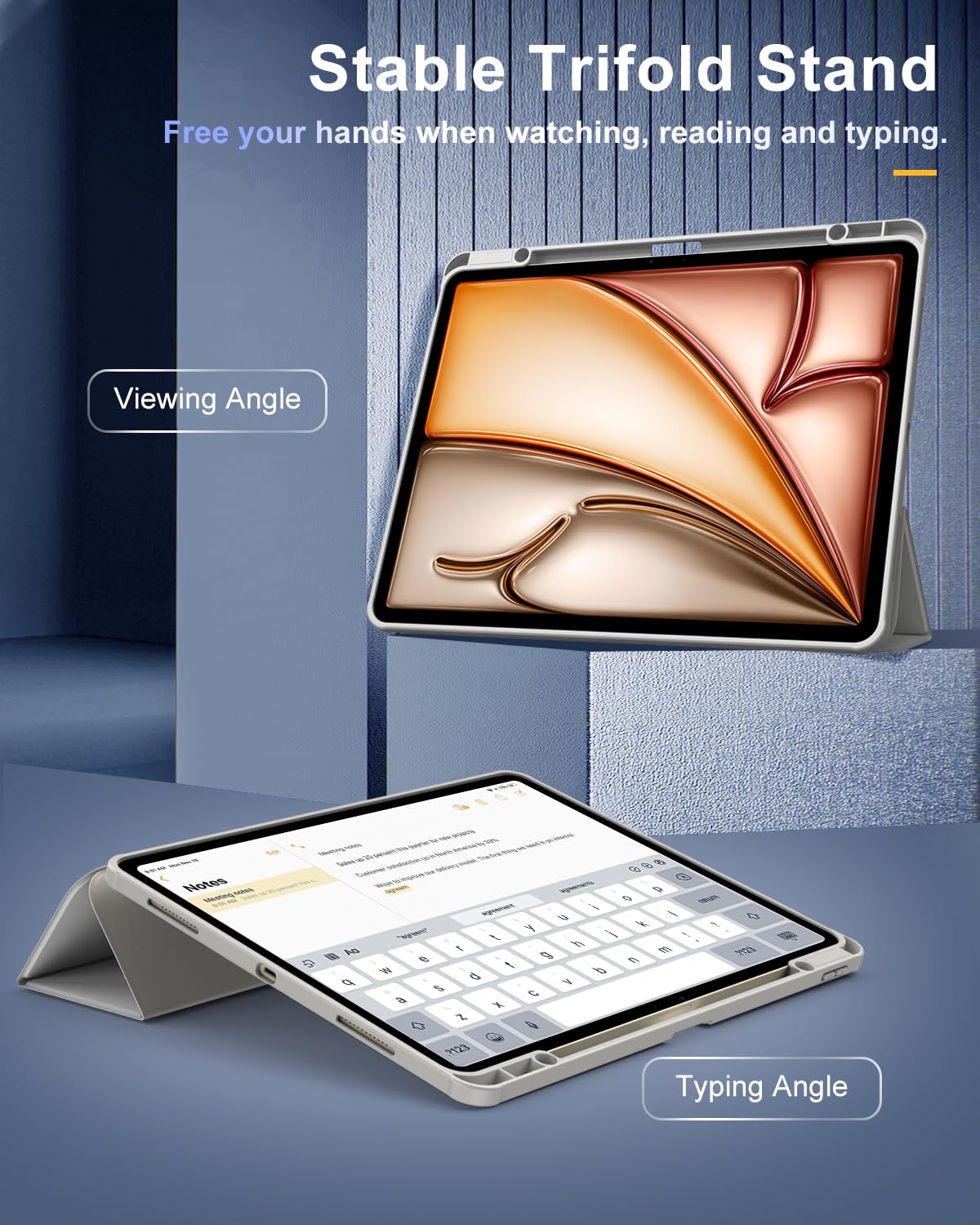 Foto 5 pulgar | Funda Timovo Para Ipad Air De 13 Pulgadas Con Soporte Para Lápices  Color Gris Claro - Venta Internacional.