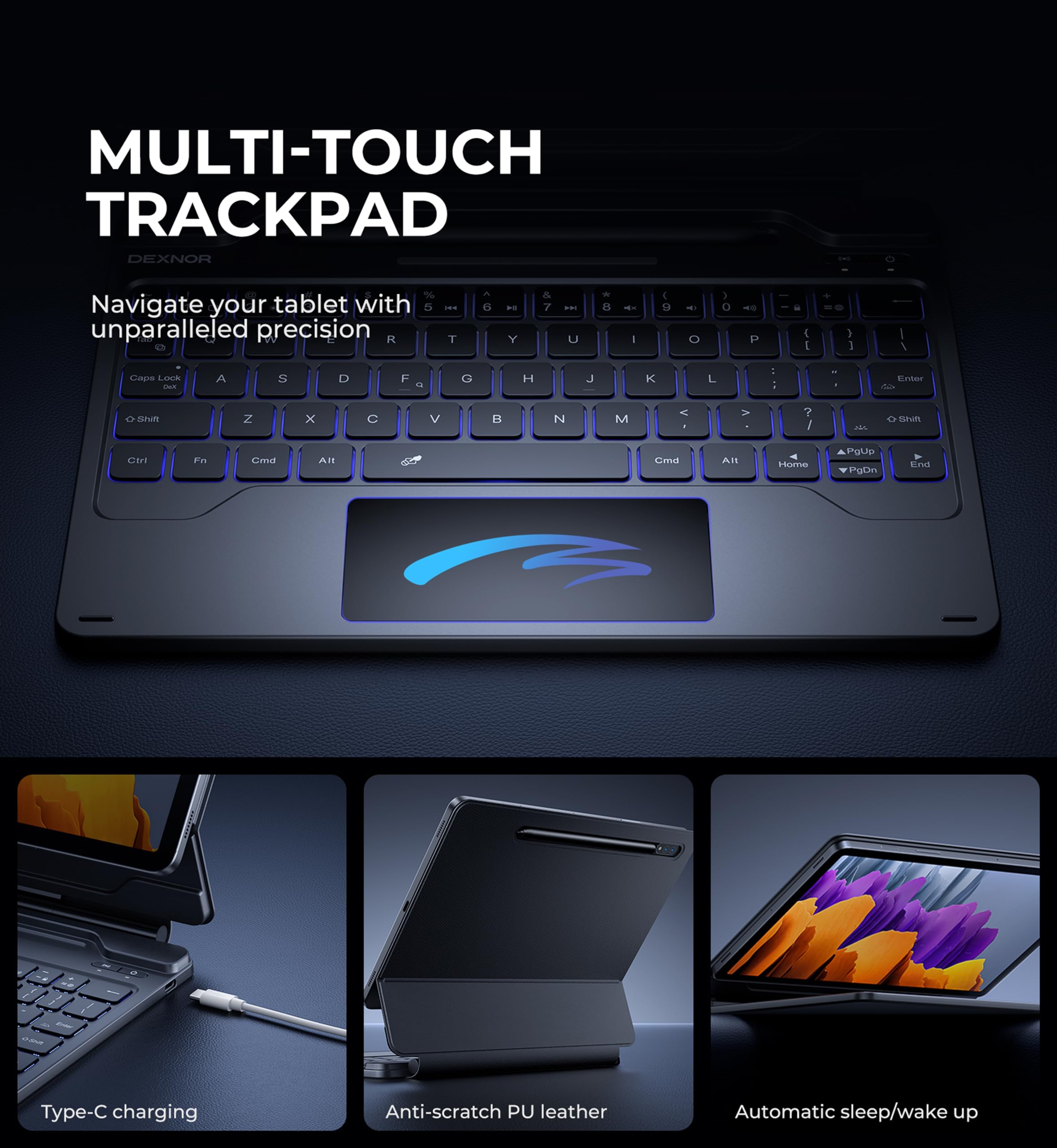 Foto 6 pulgar | Funda Con Teclado Para Samsung Galaxy Tab S8/s7 11'' - Negro - Venta Internacional.