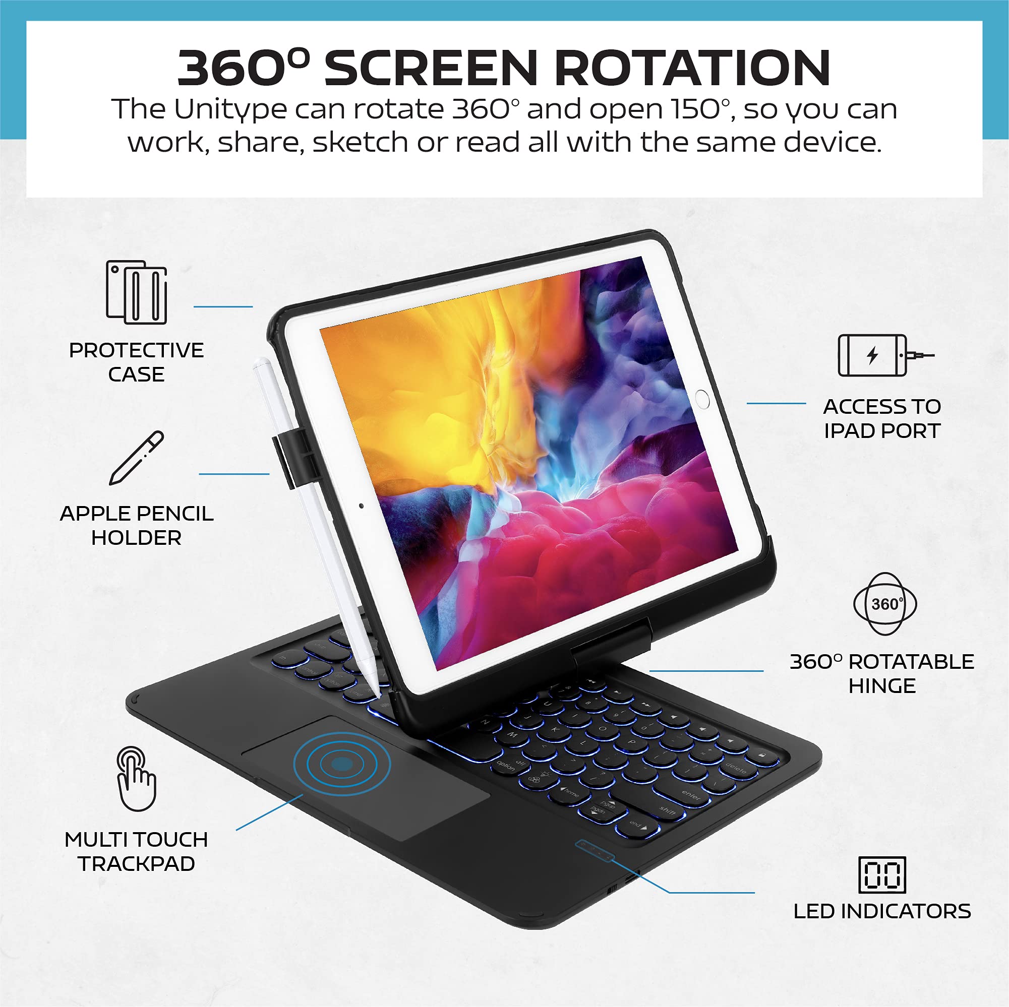 Foto 6 pulgar | Funda Con Teclado Mobee Para Ipad Pro De 9 7 Pulgadas De Sexta Y Quinta Generación - Venta Internacional.