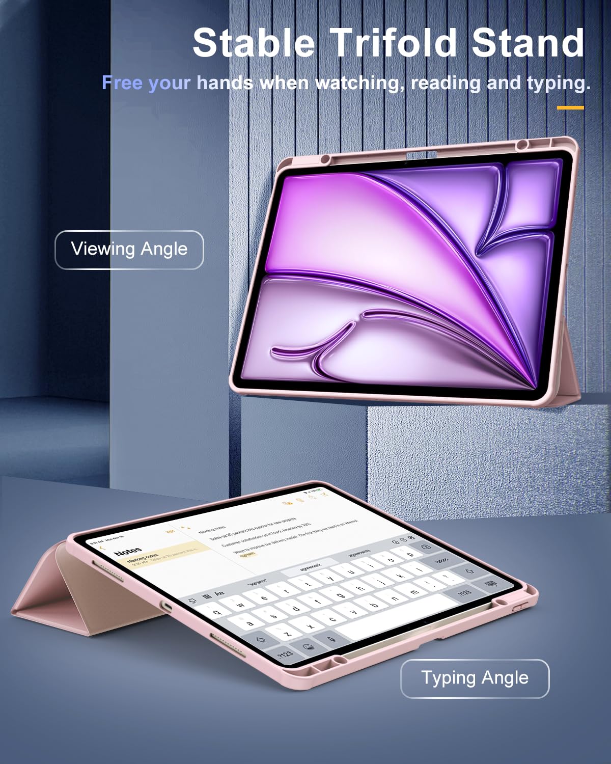 Foto 4 | Funda Timovo Para Ipad Air De 13 Pulgadas Con Soporte Para Lápices  Color Rosa Claro - Venta Internacional.