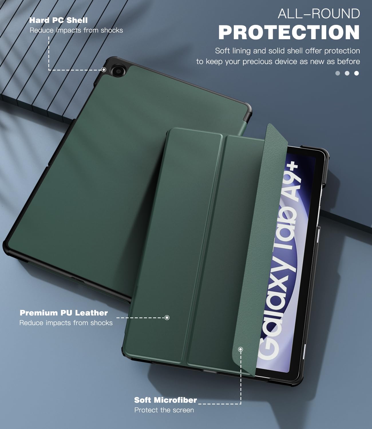 Foto 6 | Funda Timovo Para Samsung Galaxy Tab A9+ De 11 Pulgadas 2023  Color Verde Medianoche - Venta Internacional.