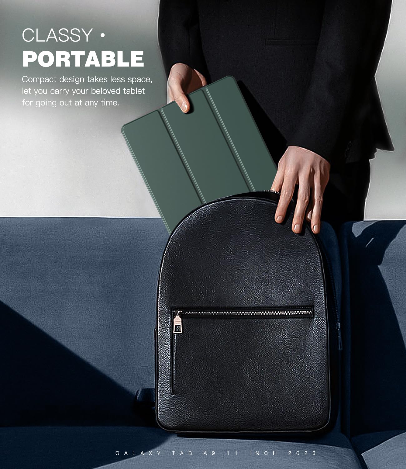 Foto 8 pulgar | Funda Timovo Para Samsung Galaxy Tab A9+ De 11 Pulgadas 2023  Color Verde Medianoche - Venta Internacional.