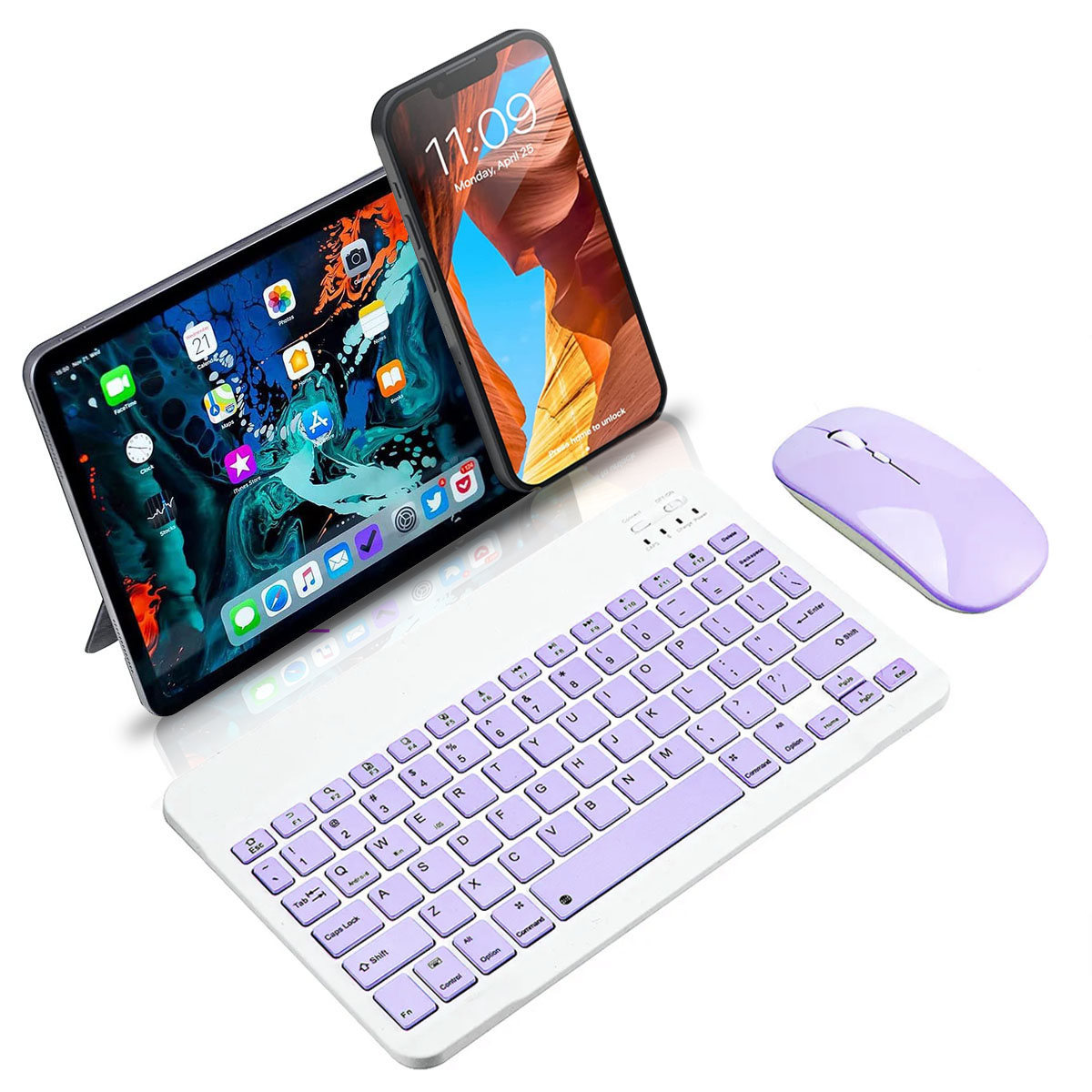 Mini Teclado y Mouse Inalámbrico Bluetooth Recargable para Celular/Tablet
