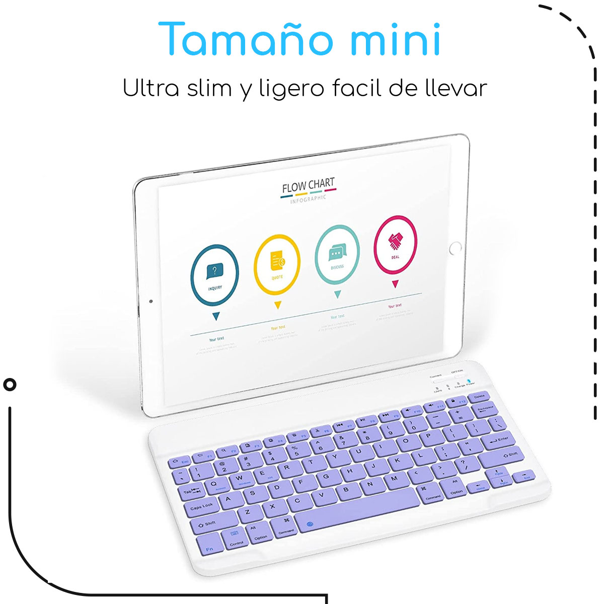 Foto 2 | Mini Teclado y Mouse Inalámbrico Bluetooth Recargable para Celular/Tablet