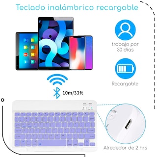 Foto 4 | Mini Teclado y Mouse Inalámbrico Bluetooth Recargable para Celular/Tablet