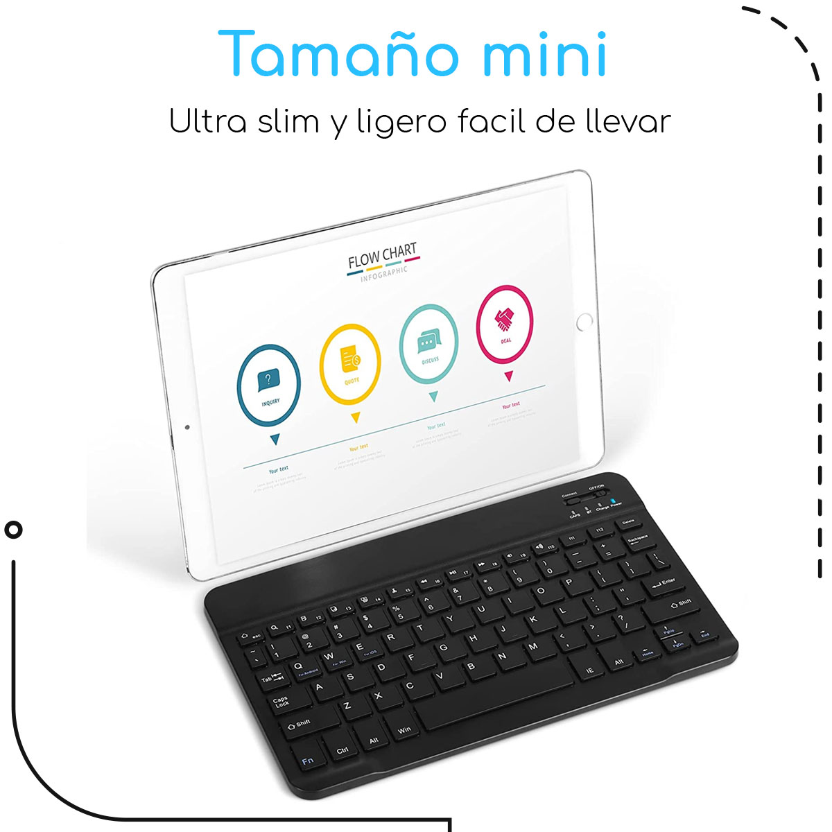 Foto 3 pulgar | Mini Teclado y Mouse Inalámbrico Bluetooth Recargable para Celular/Tablet