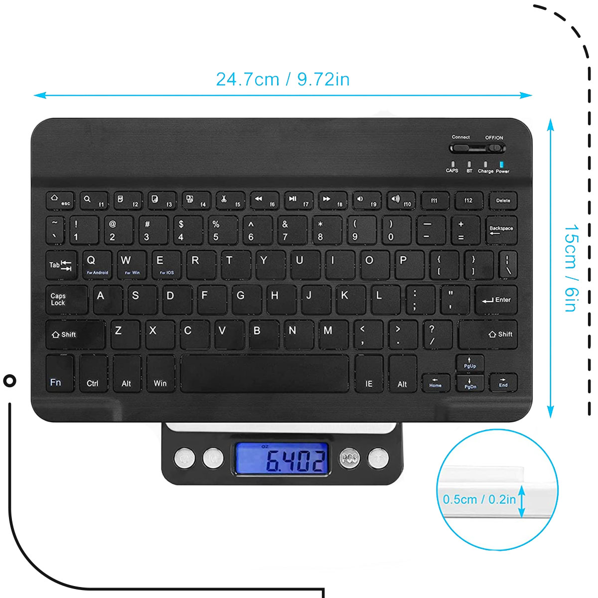 Foto 6 pulgar | Mini Teclado y Mouse Inalámbrico Bluetooth Recargable para Celular/Tablet