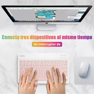 Foto 2 | Teclado Inalámbrico Bluetooth Eo Safe Imports Esi-8194 Rosa