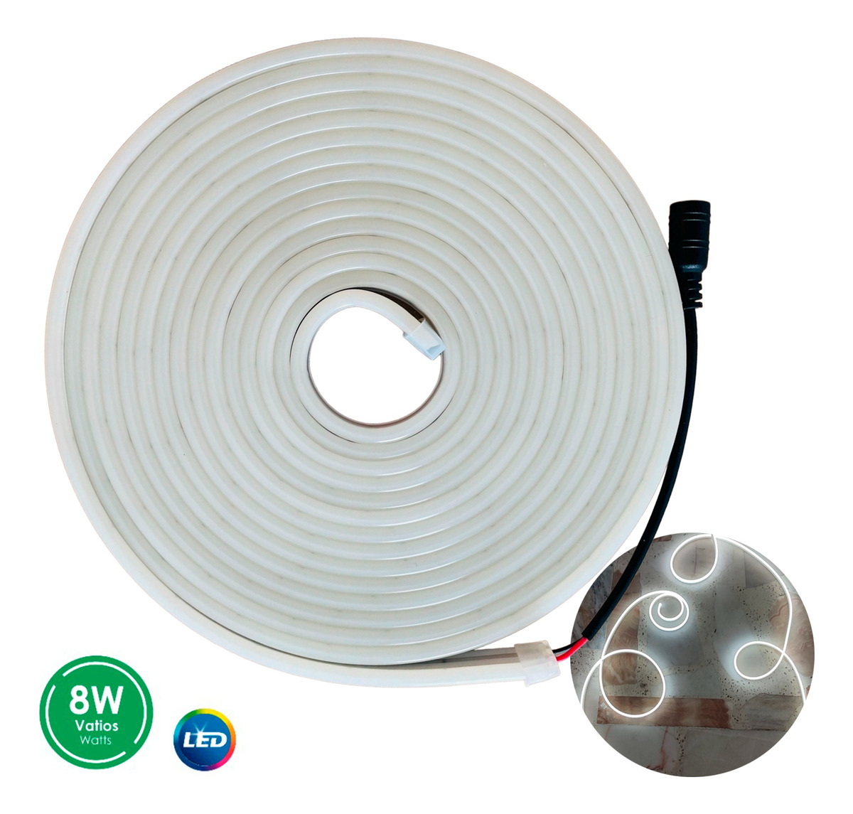 Foto 4 pulgar | Tira Led Neon Flex 5m 12v Alto Brillo Ip66 Blanco Neutro