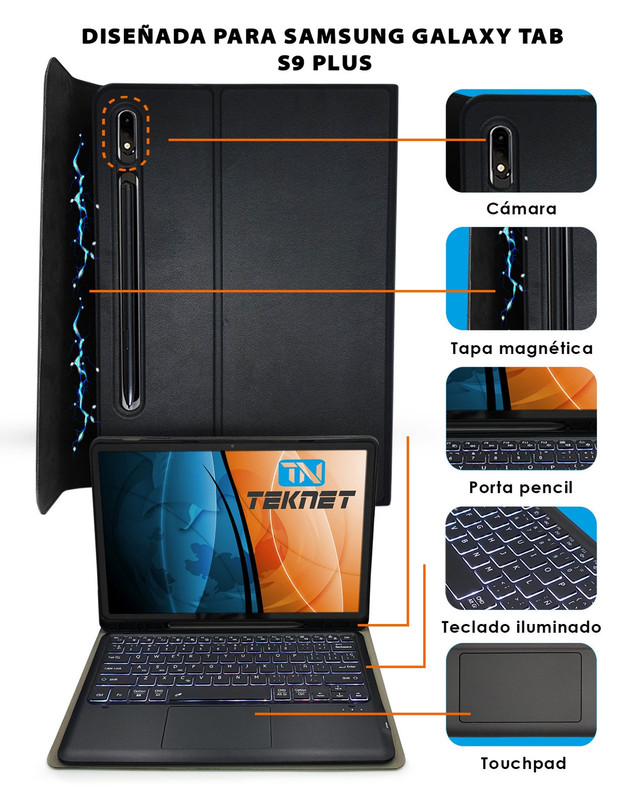 Foto 3 pulgar | Funda Teknet para Samsung Galaxy Tab S9 Plus de 12.4"